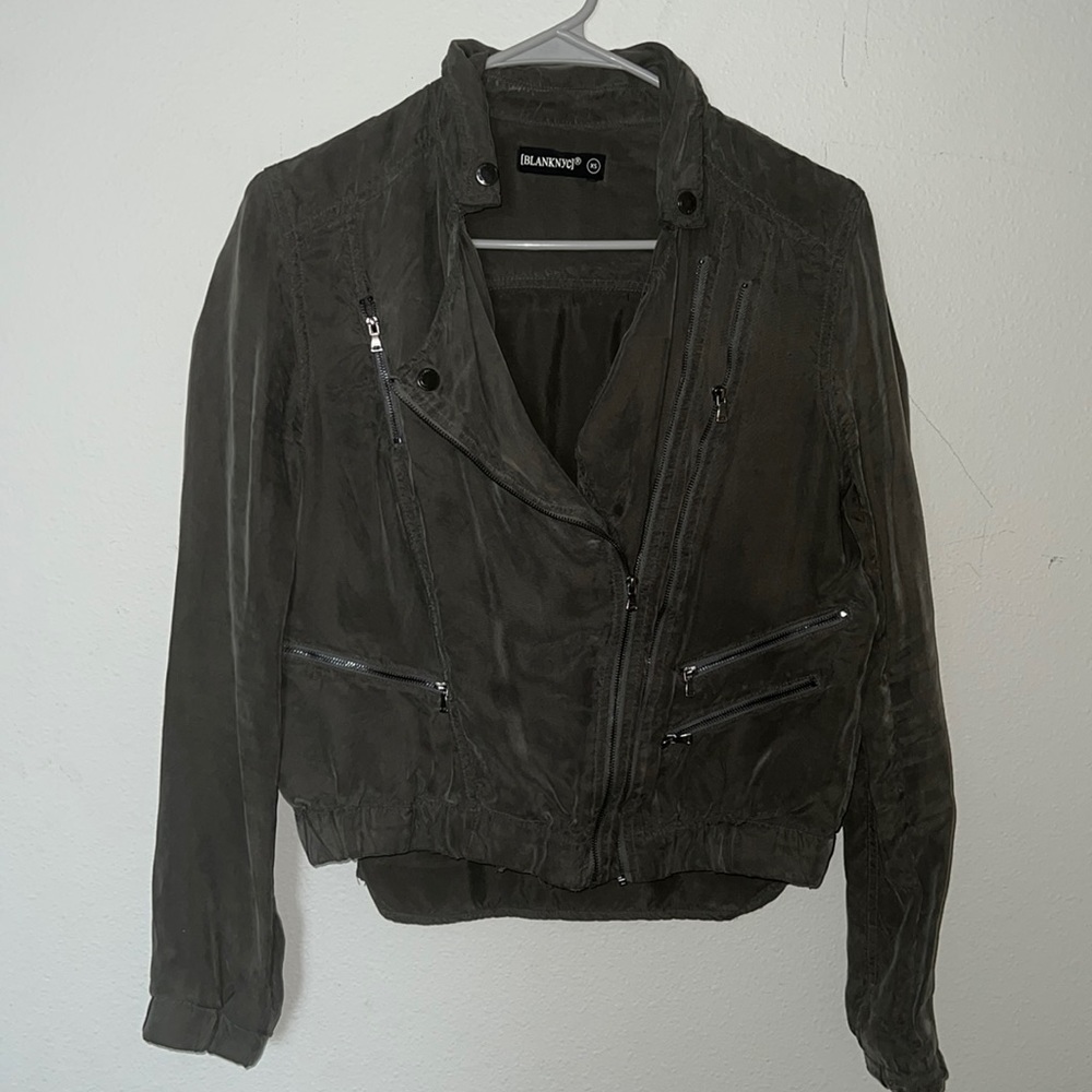 Army green lightweight bomber jacket